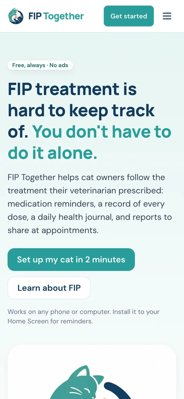 FIP Together home page on a phone