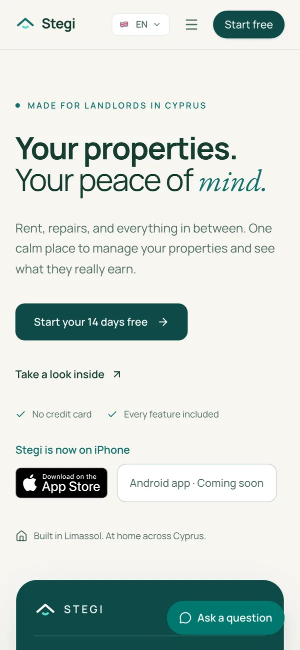 Stegi website on a phone